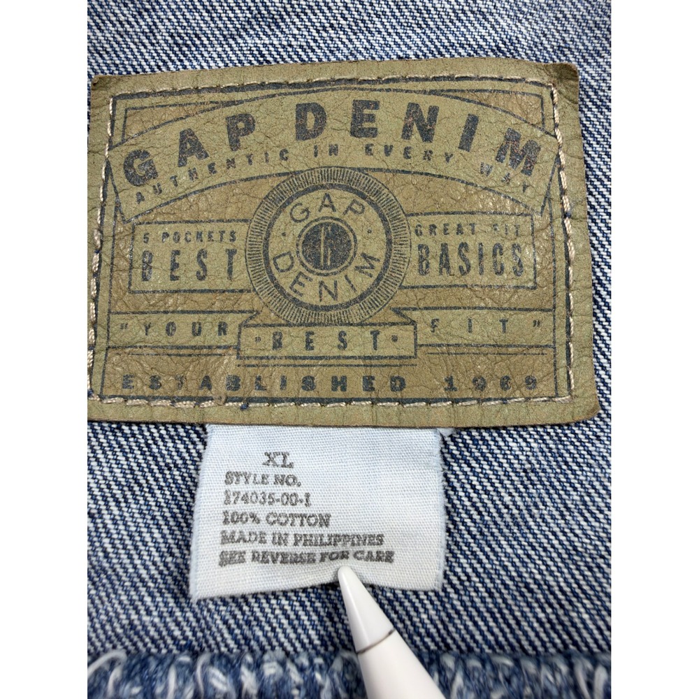 Vintage GAP Denim Vest XL Honda Motorcycle Biker Memorial Patches 90s Jean - Picture 5 of 6